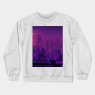 Cyberpunk city / vaporwave art Crewneck Sweatshirt